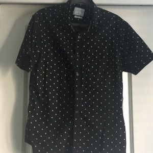 Black stars casual shirt sleeve button down shirt